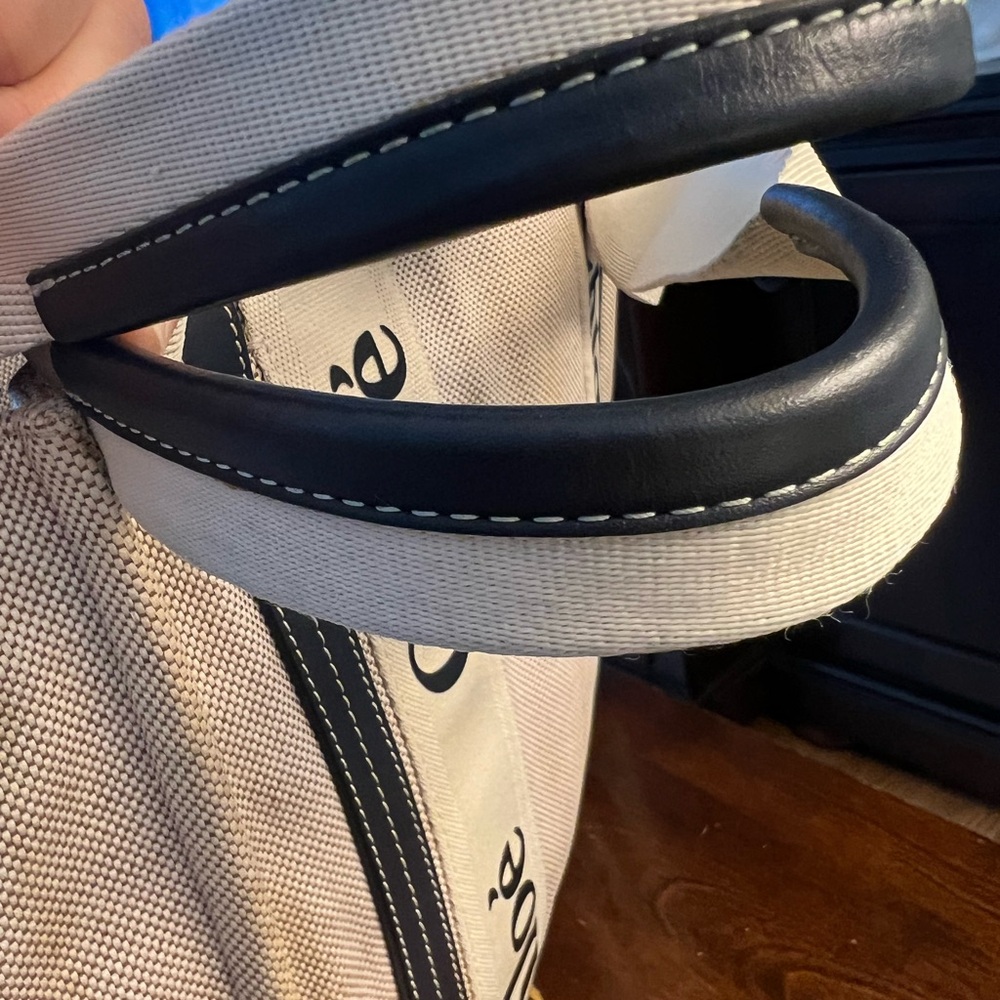 Authentic CHLOÉ Beige and Navy/black Leather Trim Canvas Tote Bag - Picture 5 of 17
